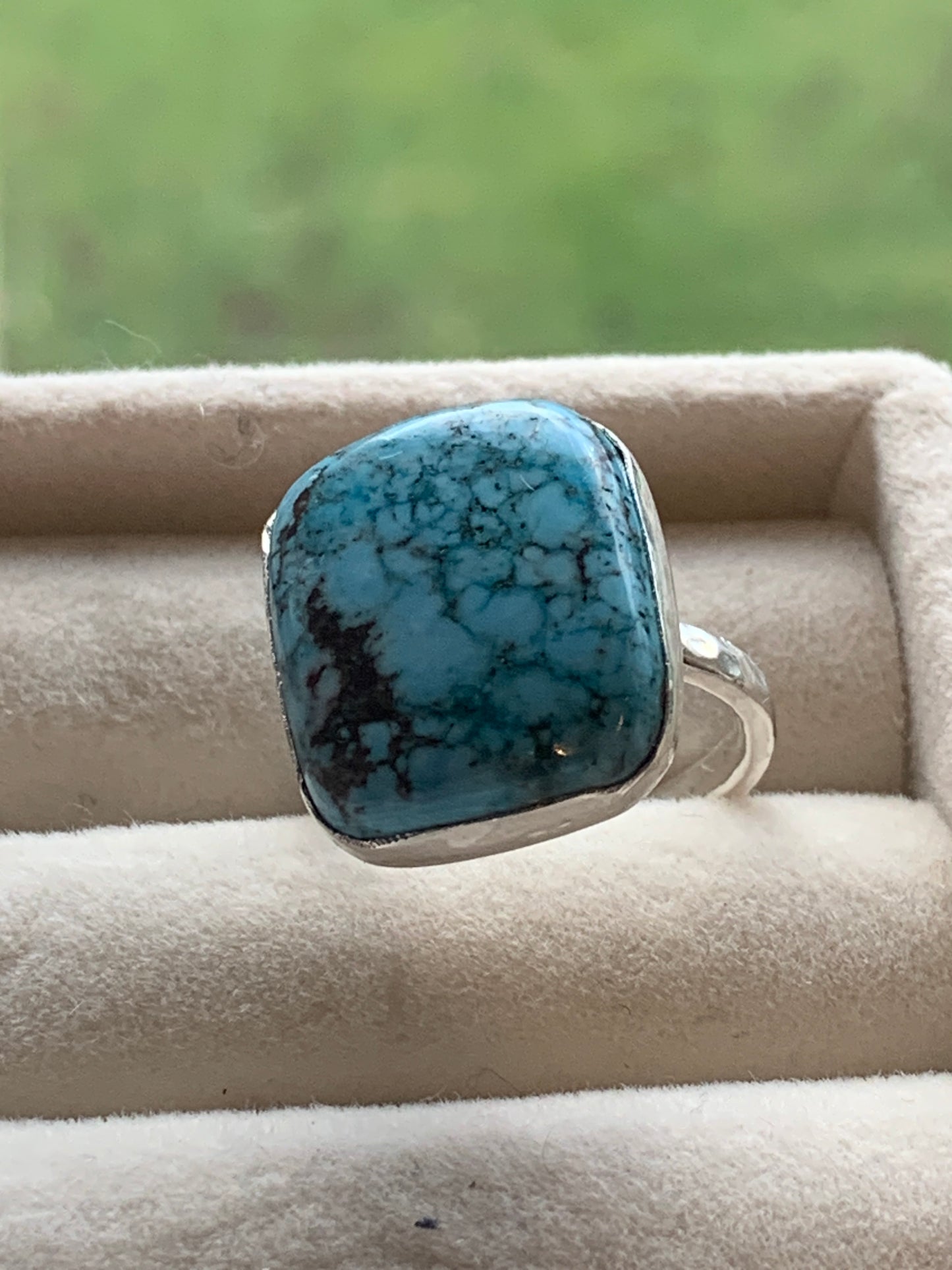 Handmade turquoise and sterling silver ring