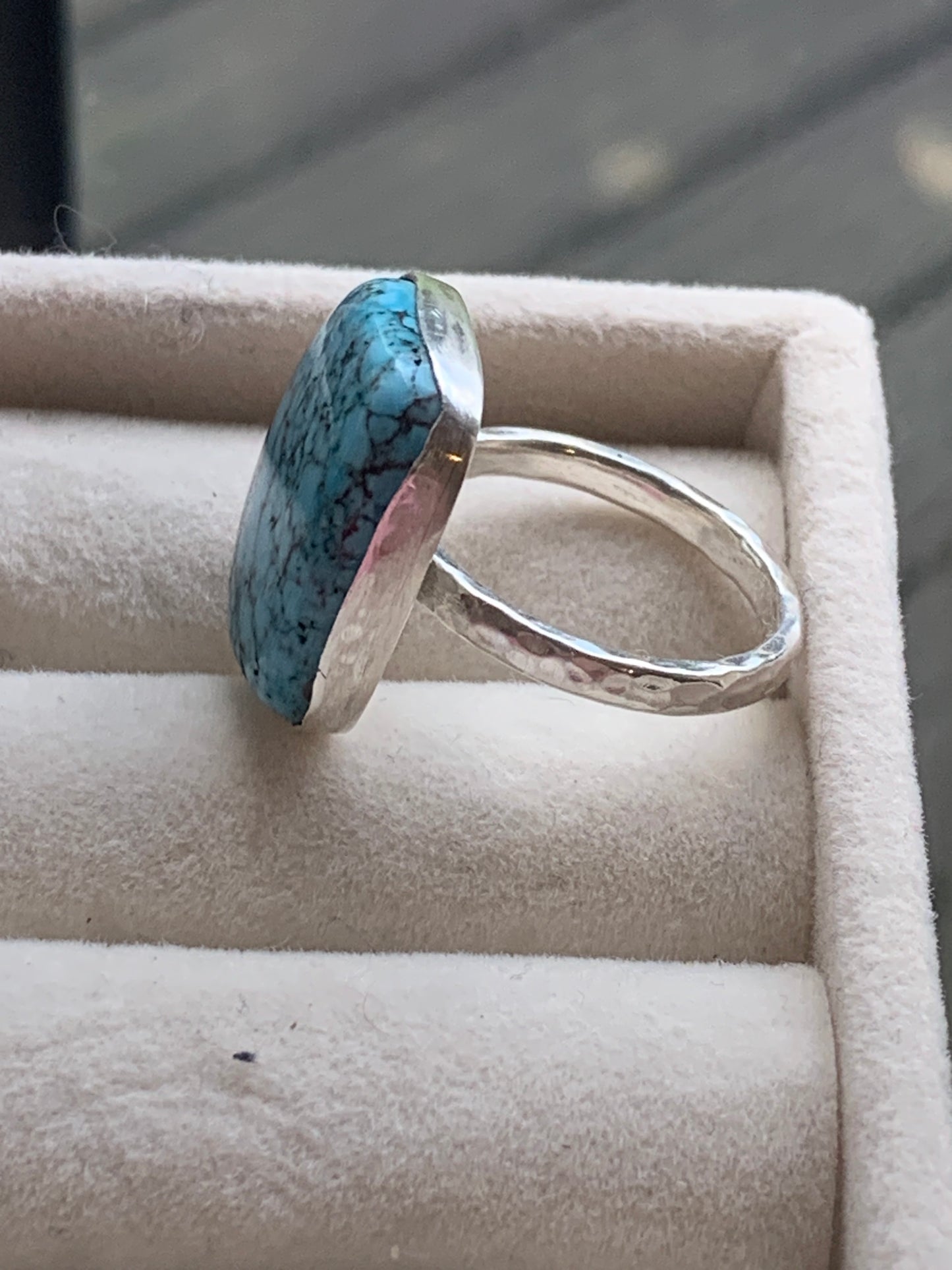 Handmade turquoise and sterling silver ring