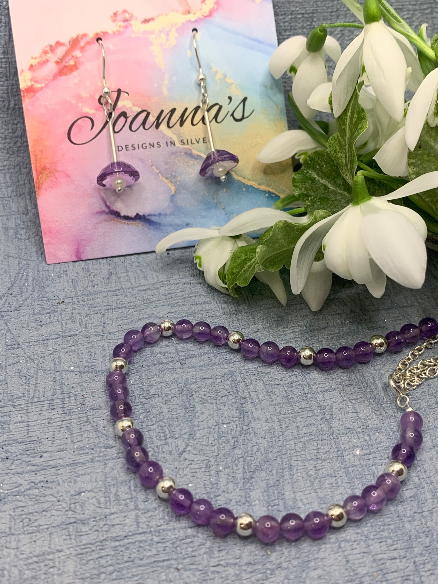 Pop of Colour Amethyst Silver Earrings