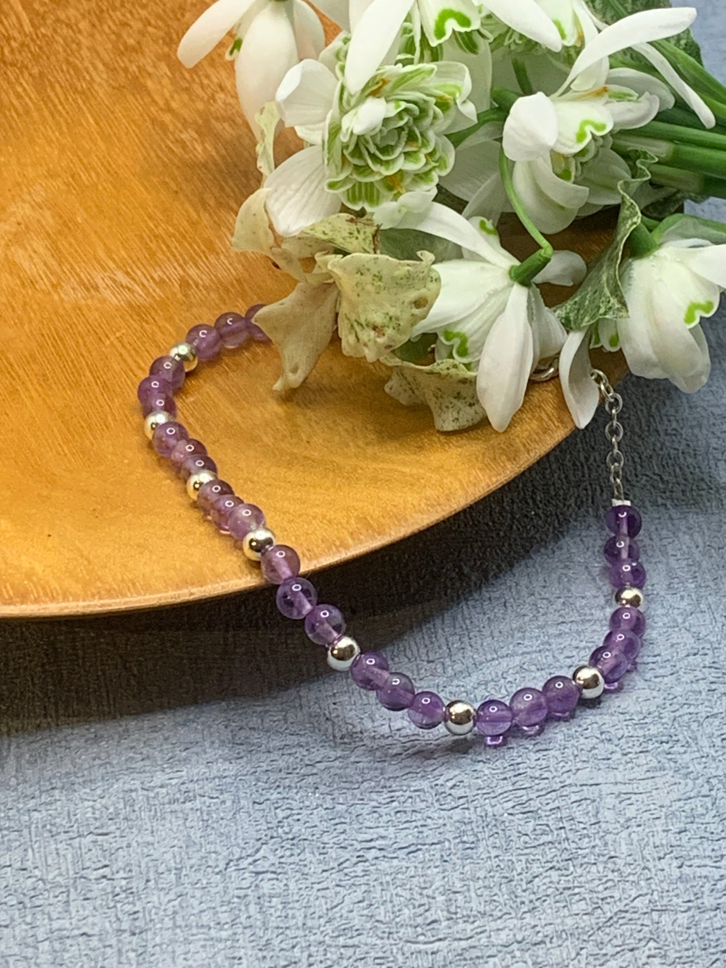 Amethyst and silver bracelet