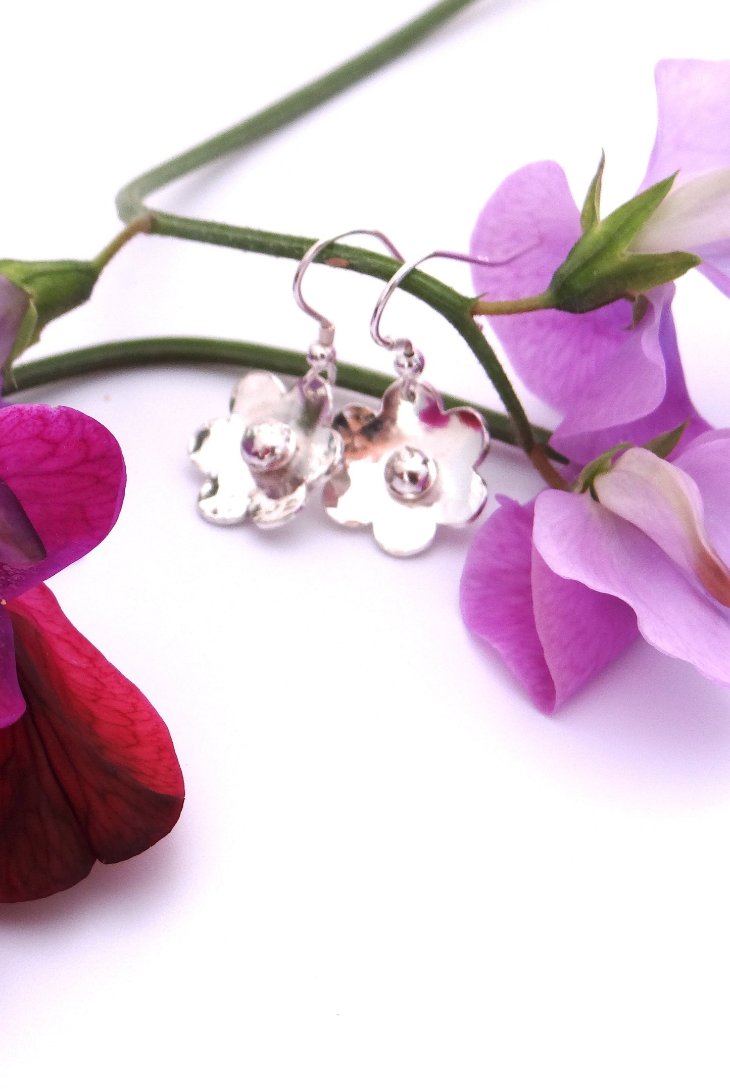 handmade sterling silver flower earrings