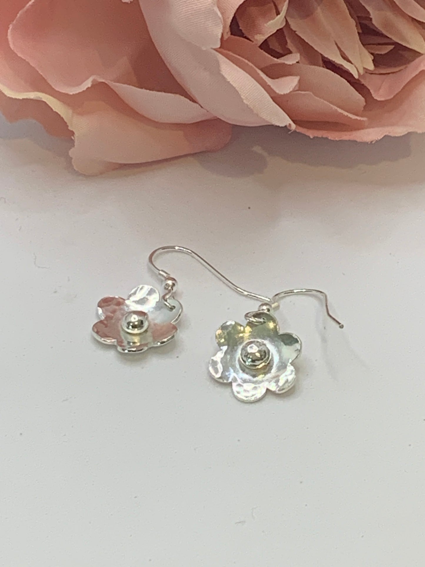 handmade sterling silver flower earrings