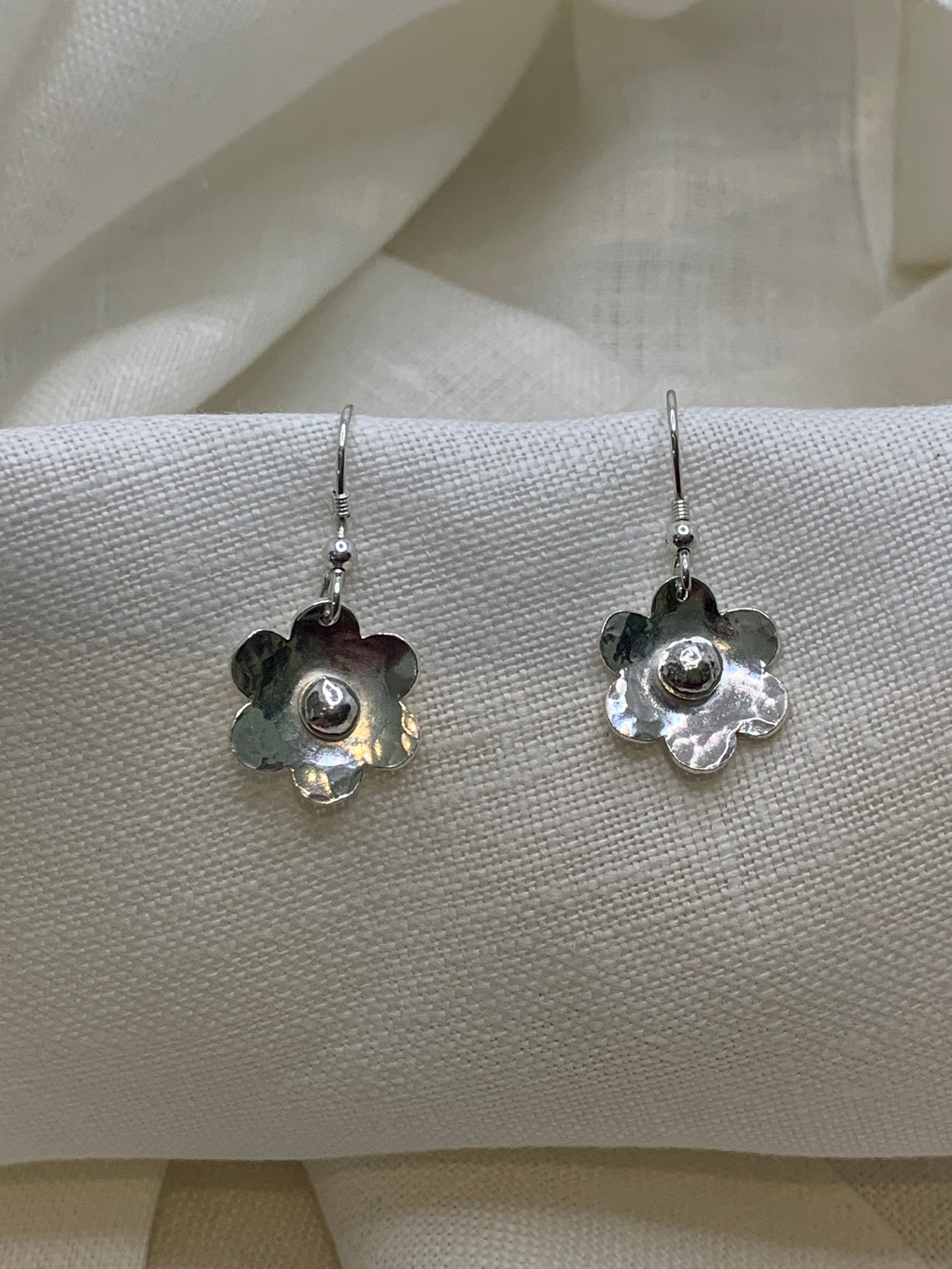 handmade sterling silver flower earrings