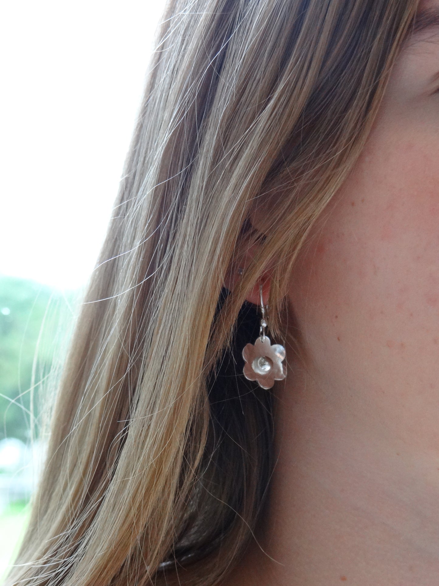 handmade sterling silver flower earrings