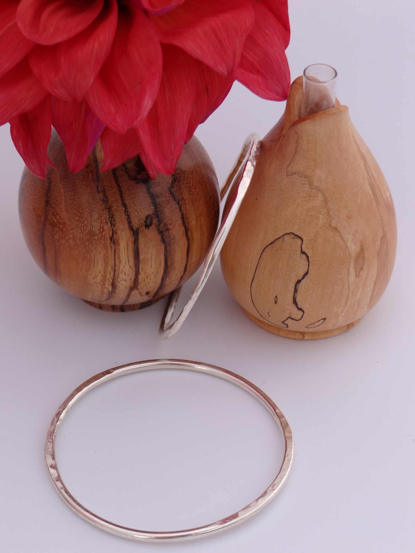 Handmade sterling silver hammered heavy bangle