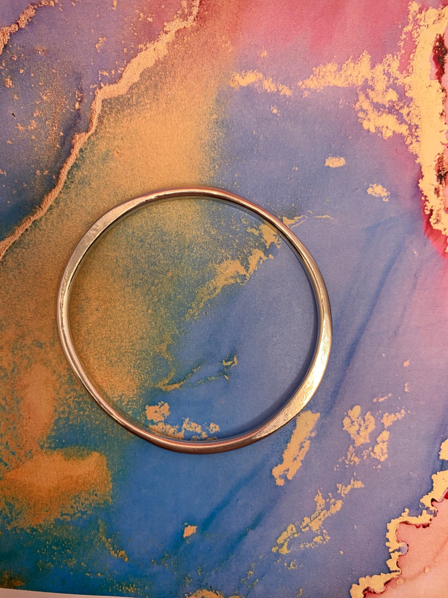 Handmade sterling silver hammered heavy bangle