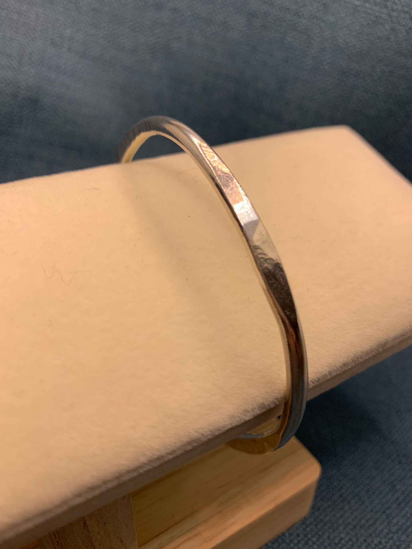 Handmade sterling silver hammered heavy bangle