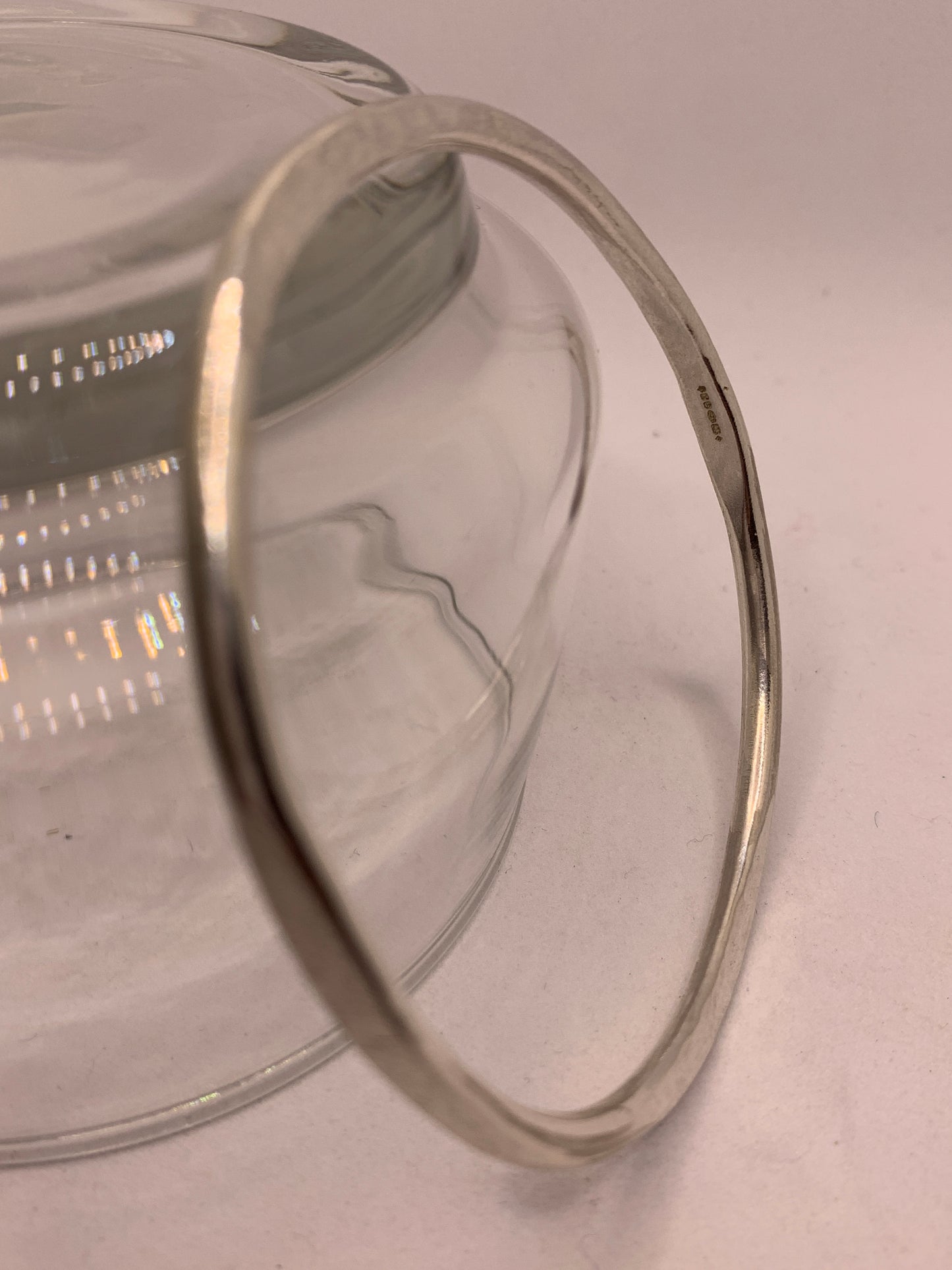 Handmade sterling silver hammered heavy bangle