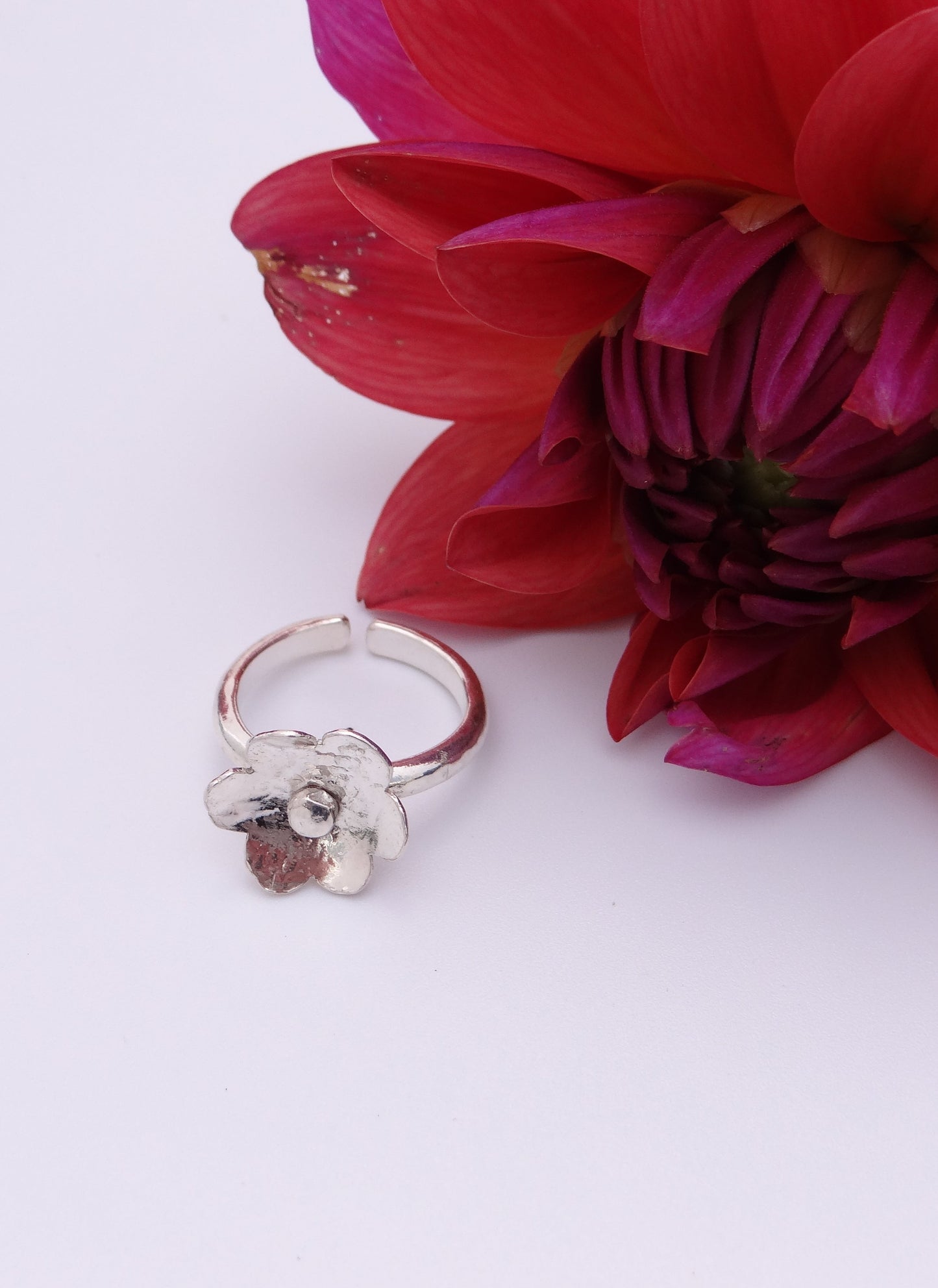 handmade sterling silver flower ring