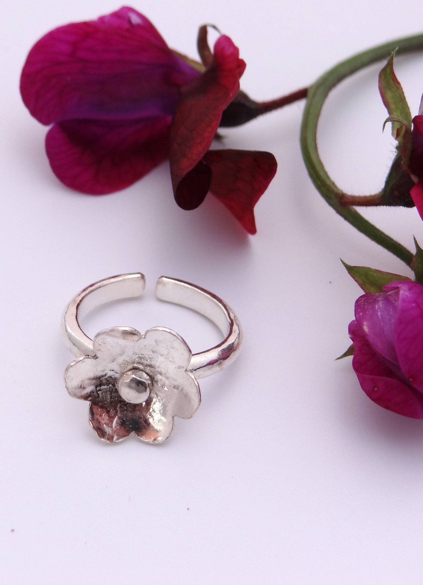 handmade sterling silver flower ring