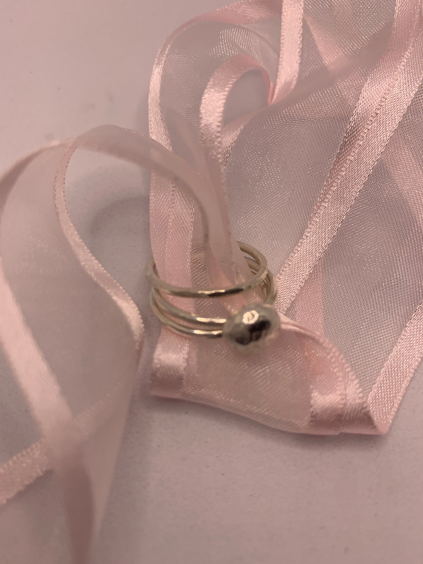 Handmade sterling silver hammered trio of stacking rings