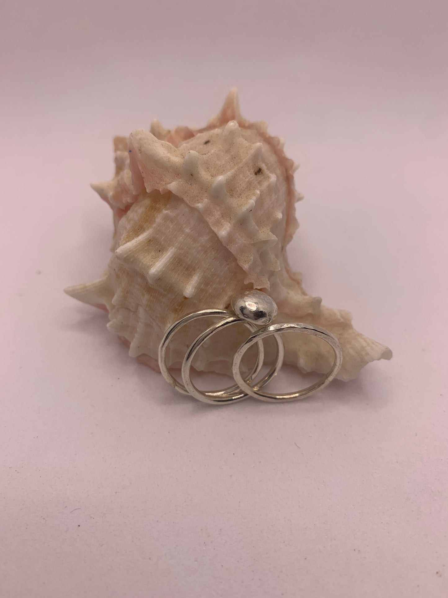 Handmade sterling silver hammered trio of stacking rings