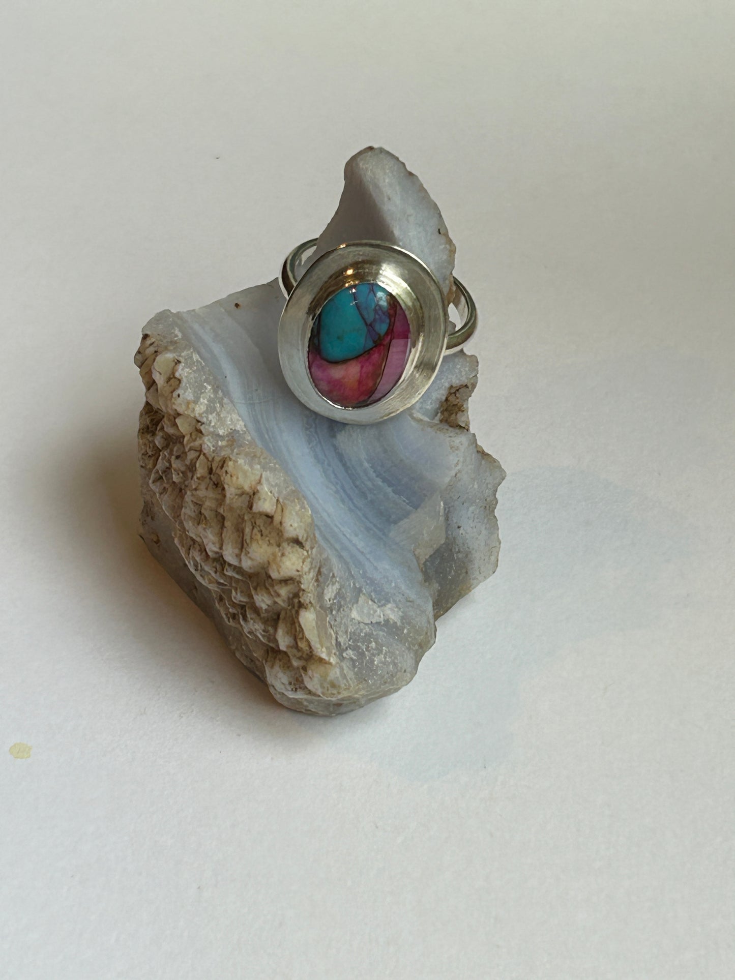Handmade sterling silver ring with Spiny Oyster Turquoise gemstone