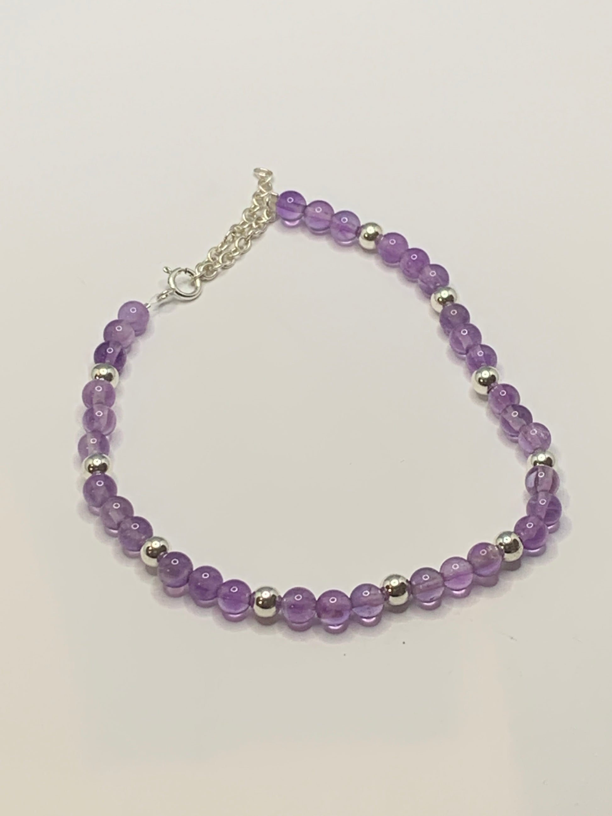 Amethyst and silver gemstone bracelet