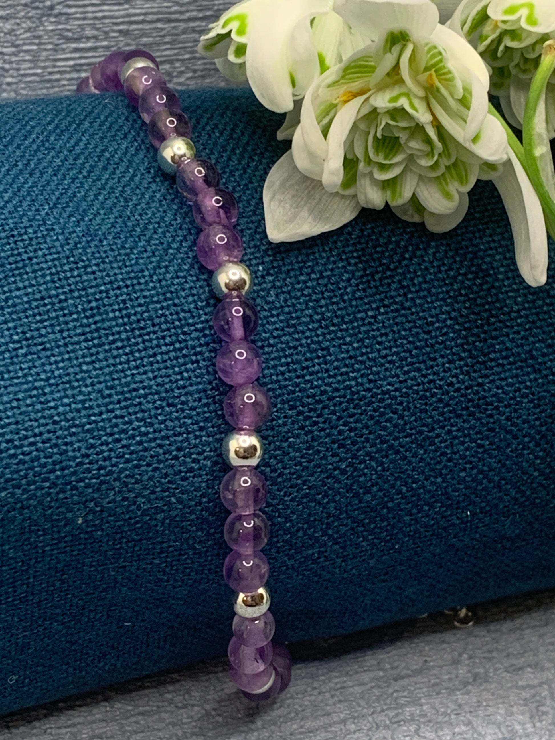 Amethyst and silver bracelet