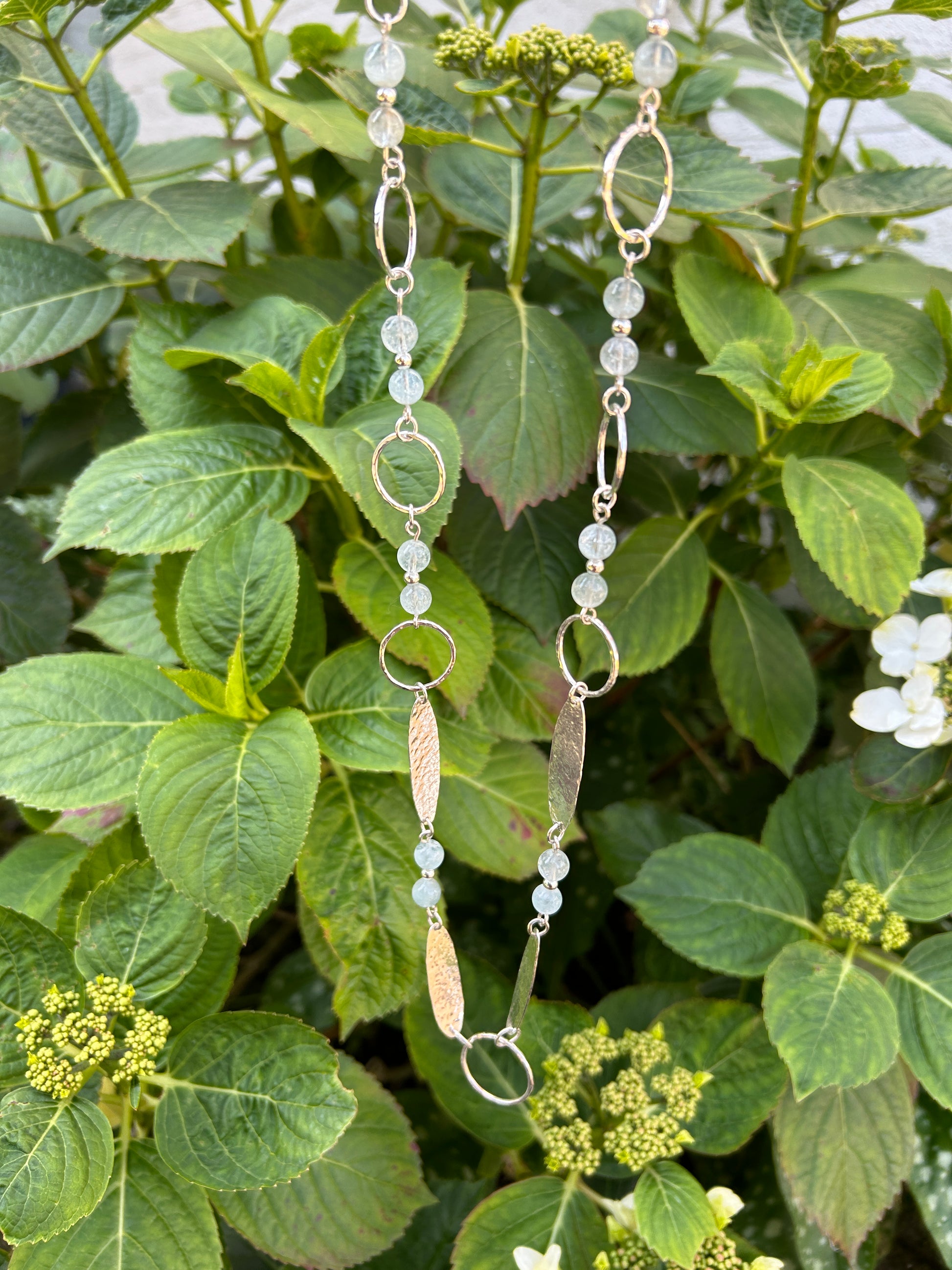 Aquamarine and sterling silver handmade necklace