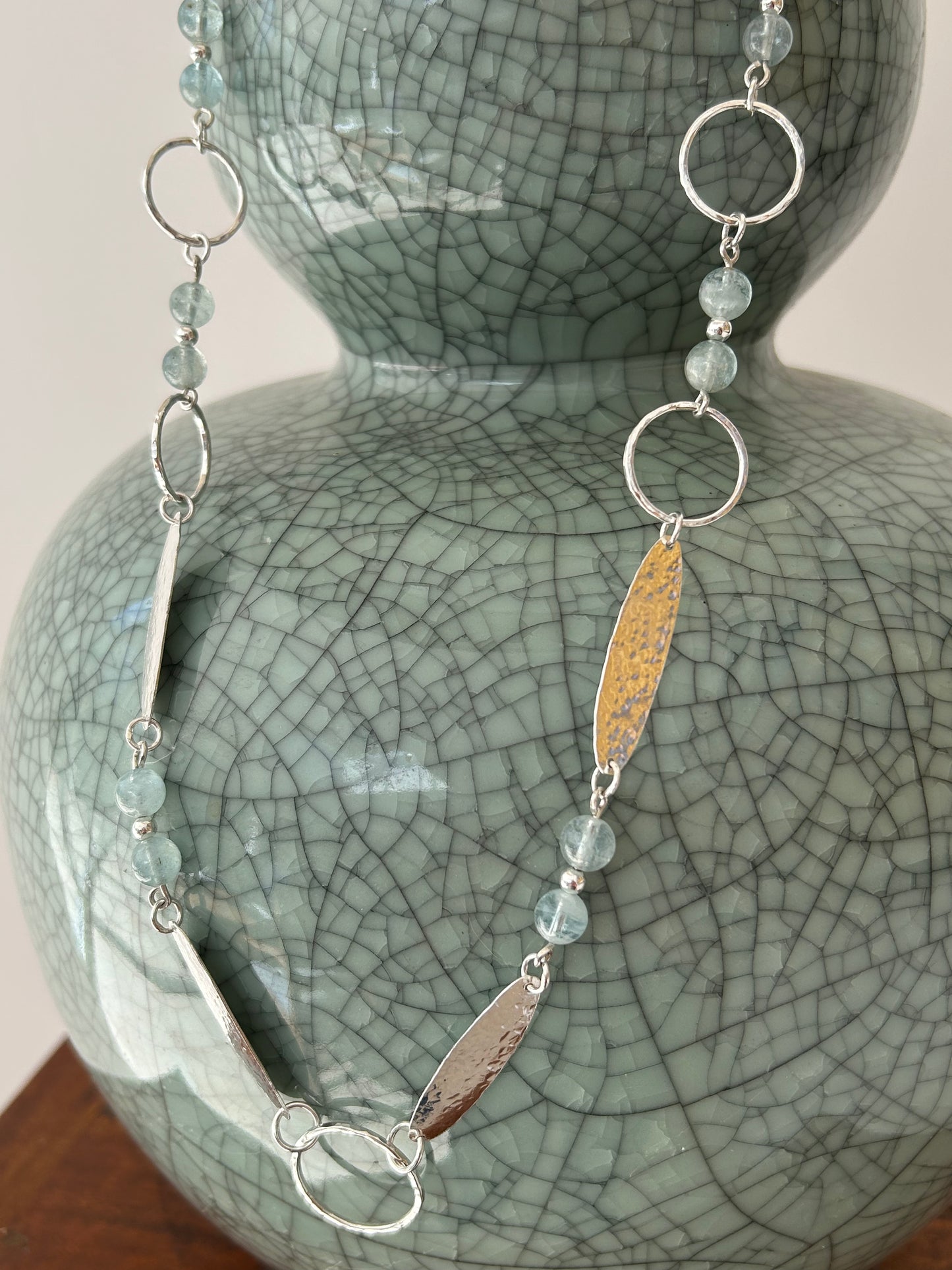 Handmade sterling silver and aquamarine necklace