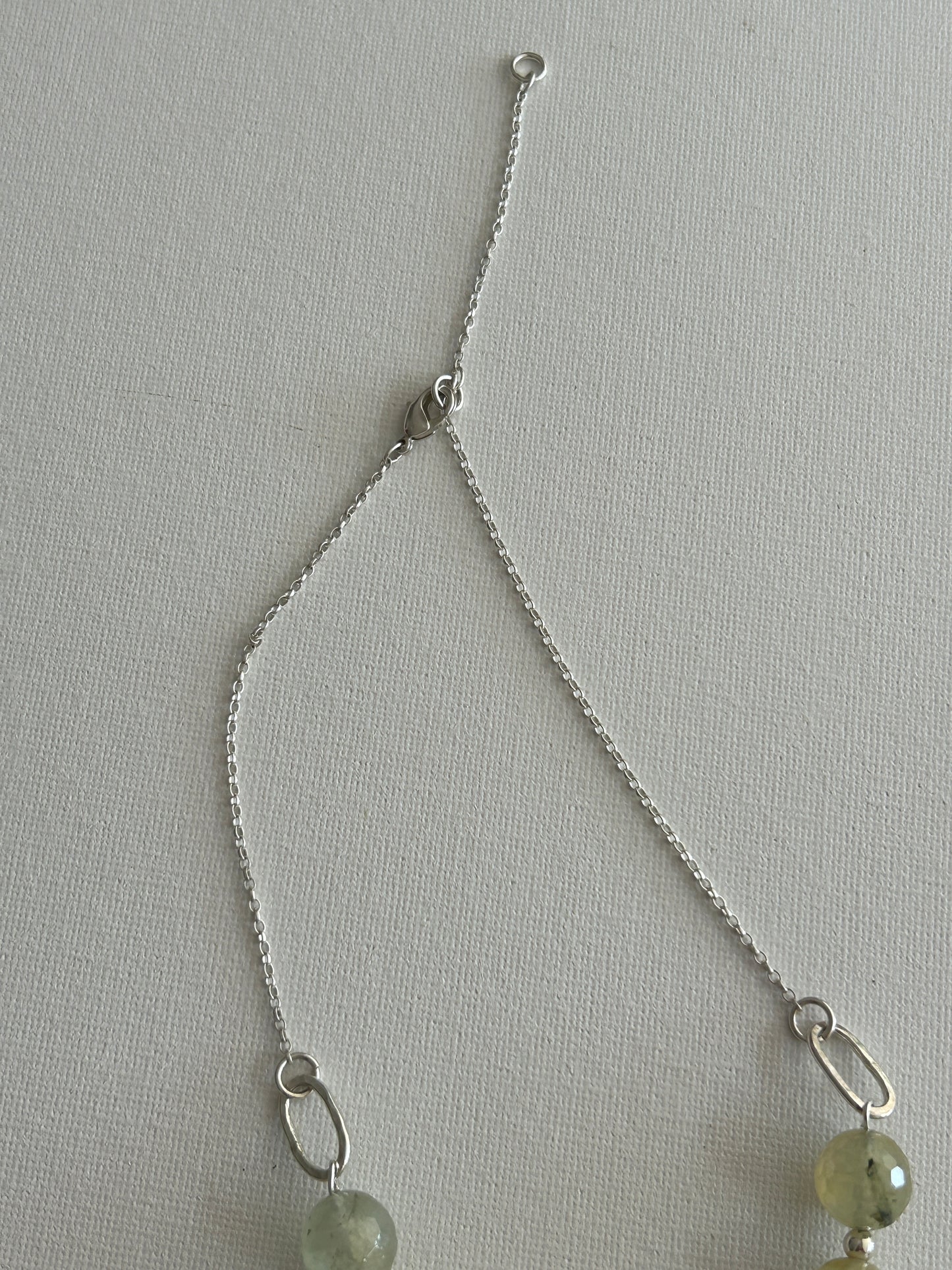 Handcrafted Prehnite and silver link necklace