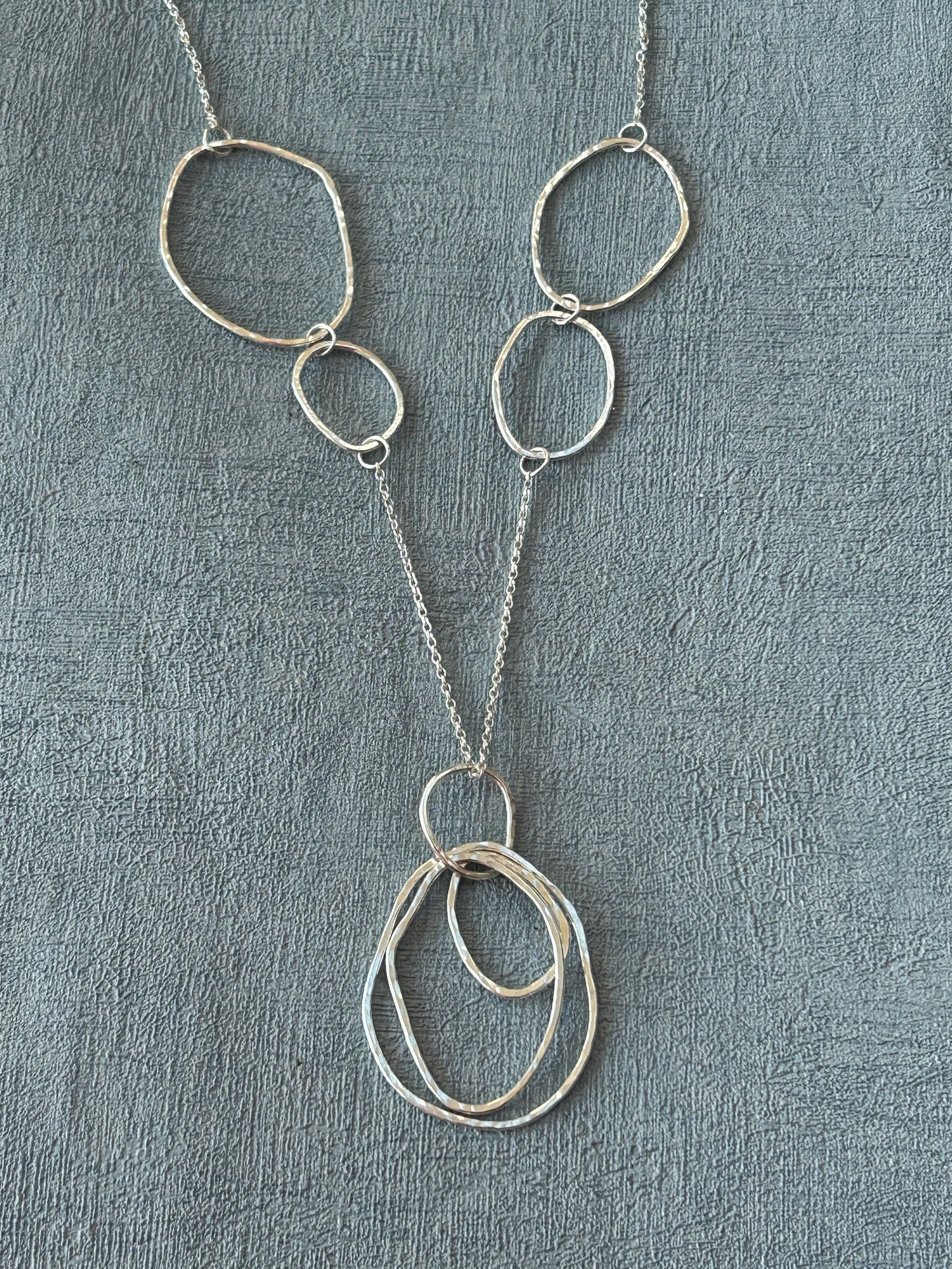 Handmade sterling silver hammered statement necklace